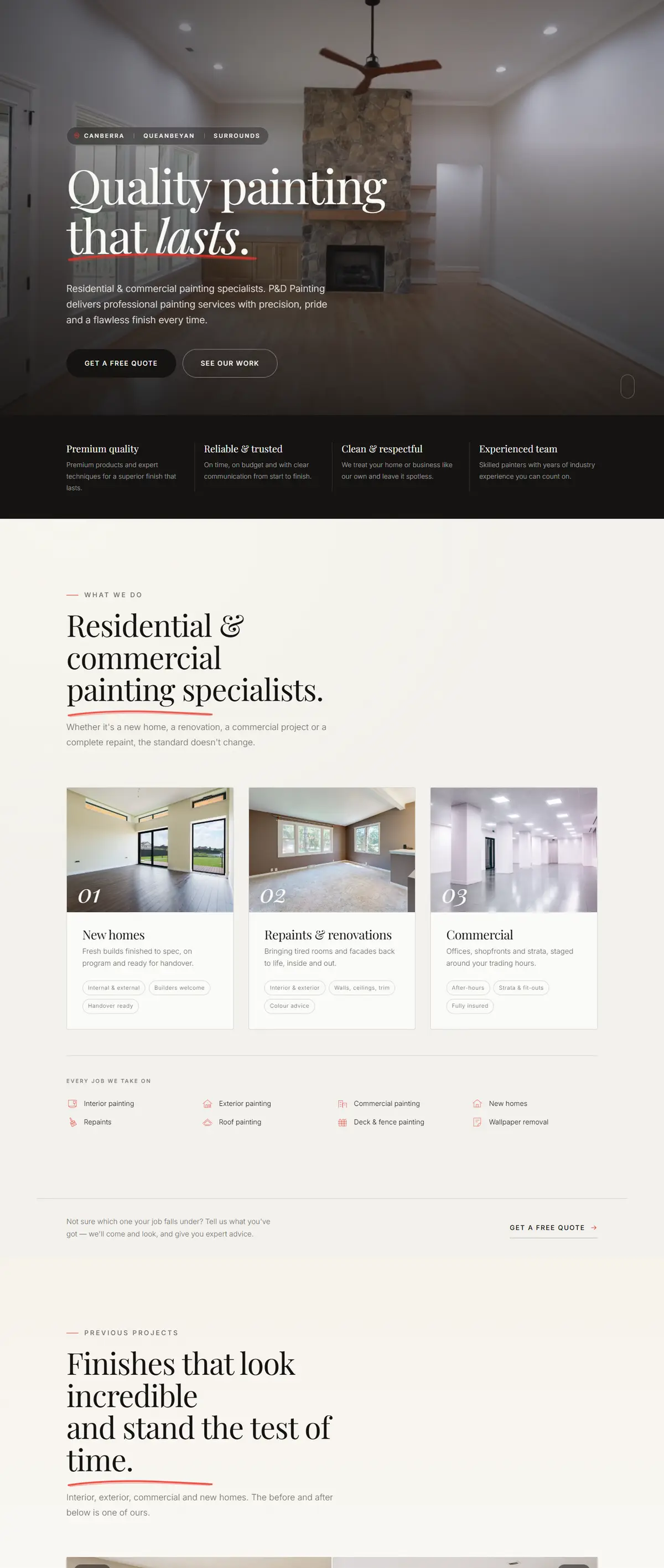 Residential and commercial painting, Canberra and Queanbeyan, desktop view