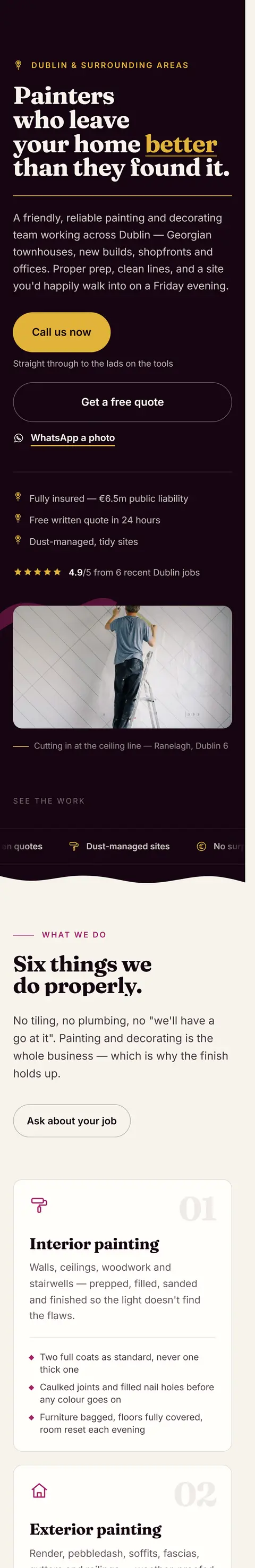 Painting and decorating, Dublin, mobile view